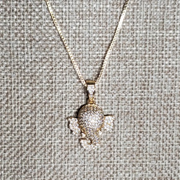 Crystal Elephant Head Necklace - Copper, Triple plated in 18K Yellow GOld. Sp - Picture 4 of 13